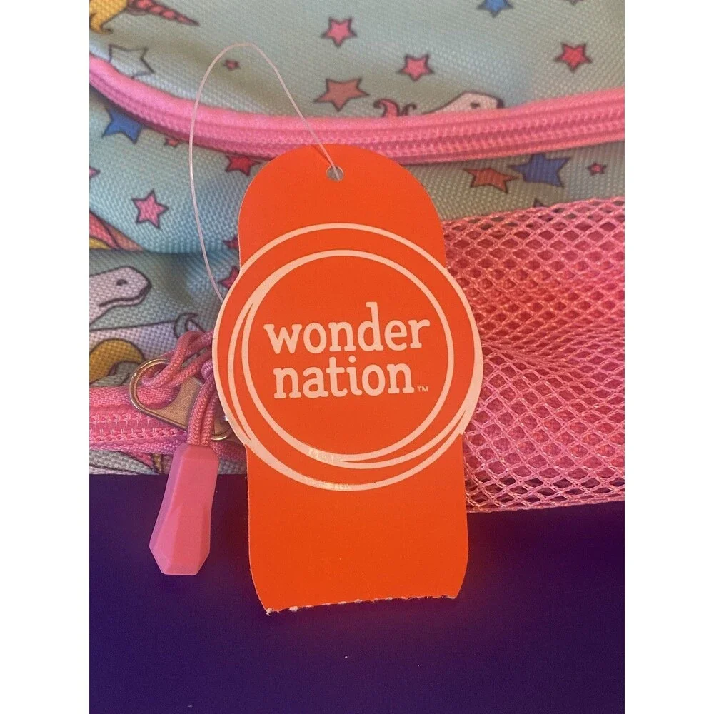 Wonder Nation Kids Unicorn Backpack Aqua Pink Stars School Bag Travel Girls New